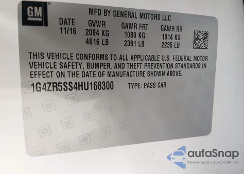 2017 Buick Lacrosse Premium z USA, uszkodzony, nr VIN 1G4ZR5SS4HU168300